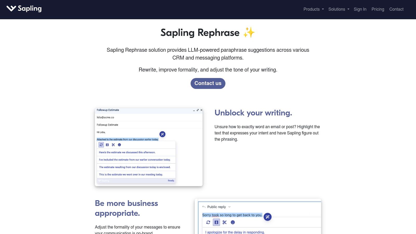 Sapling — Rephrase/Reword utilities (business-grade)