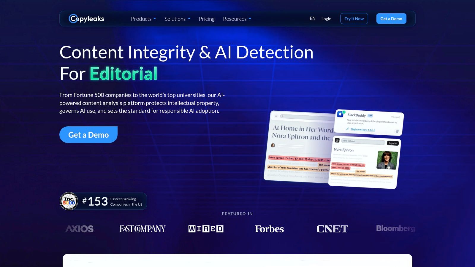 Copyleaks AI detection interface showing detailed results