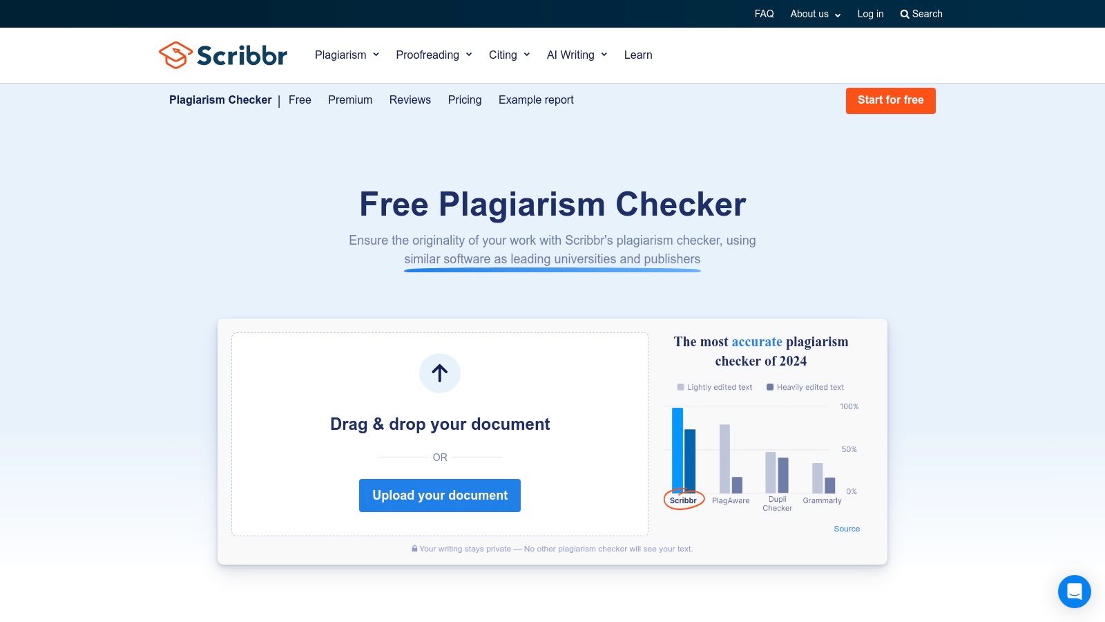 Scribbr (Turnitin-powered consumer checker)