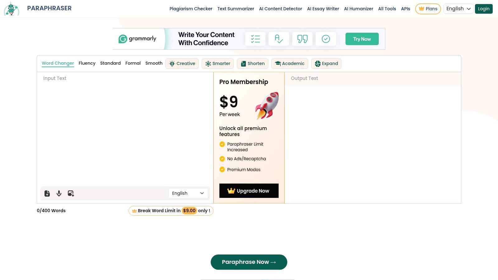 Paraphraser.io — Paraphraser with "Humanize" mode