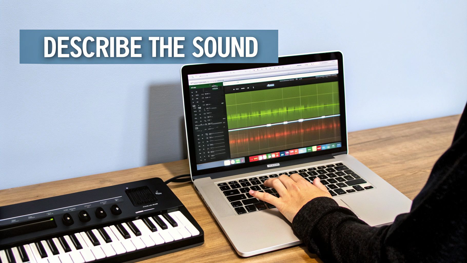 A sound engineer working on a mixing console, representing the crafting of drum sound effects