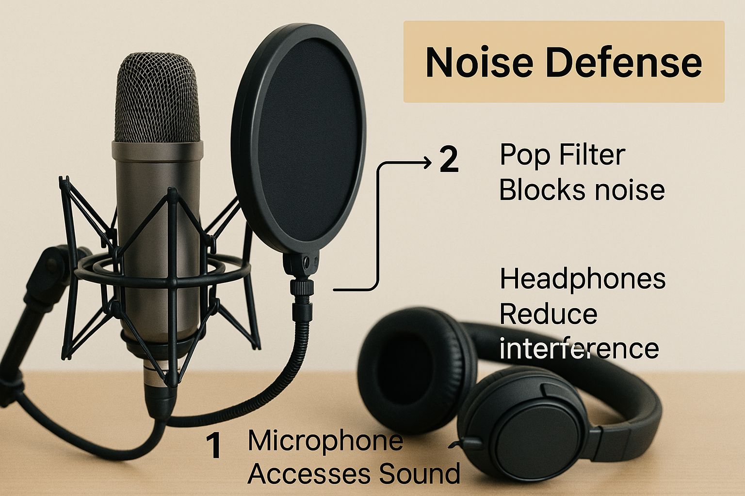 Infographic about how to reduce background noise in microphone
