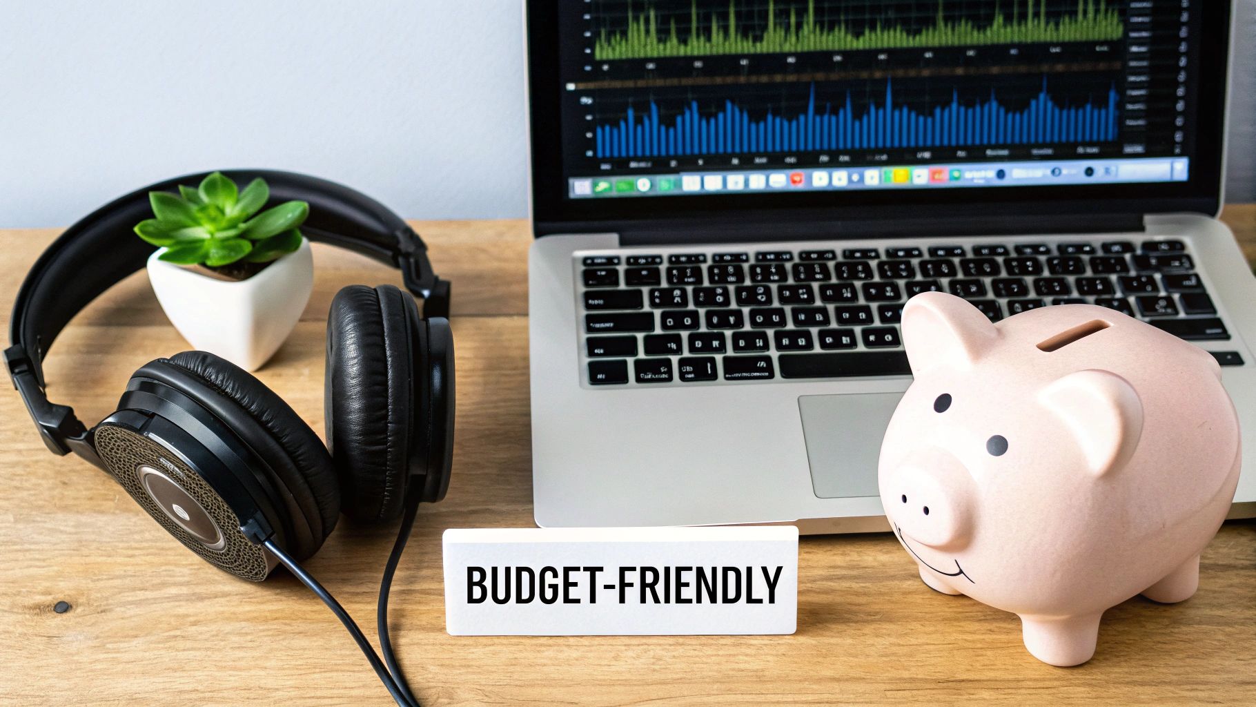 A futuristic, abstract image representing AI and sound waves interacting.