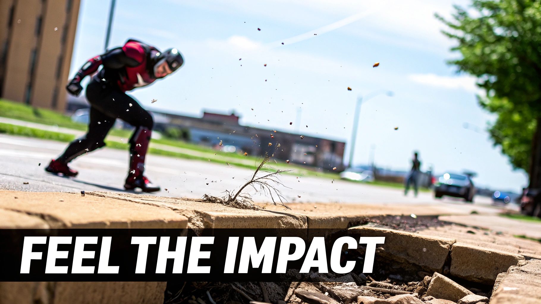 A sound engineer mixing audio on a large console in a studio, representing the creation of an impact sound effect.