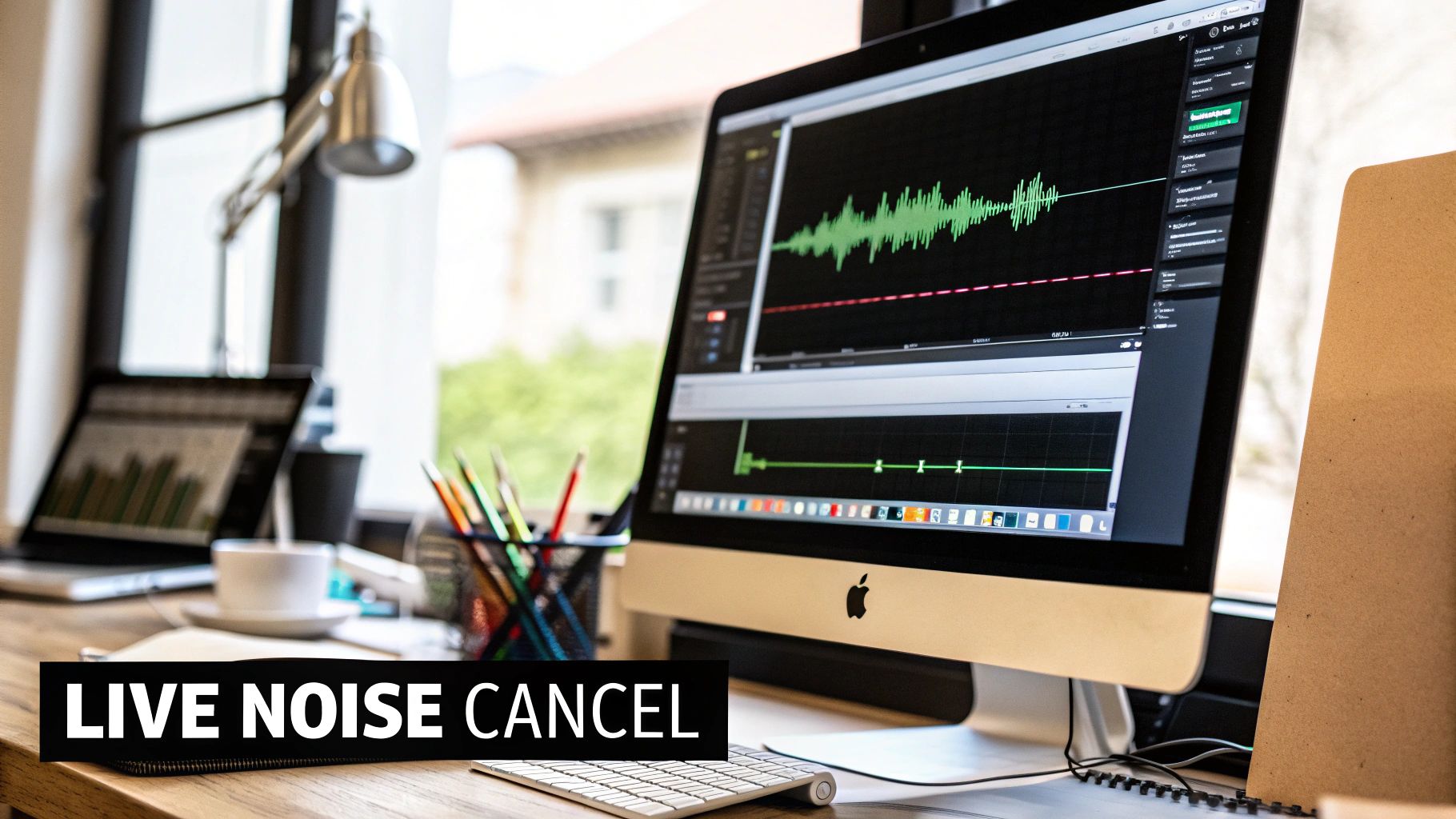 A user interface of NVIDIA Broadcast showing the noise removal feature in action.