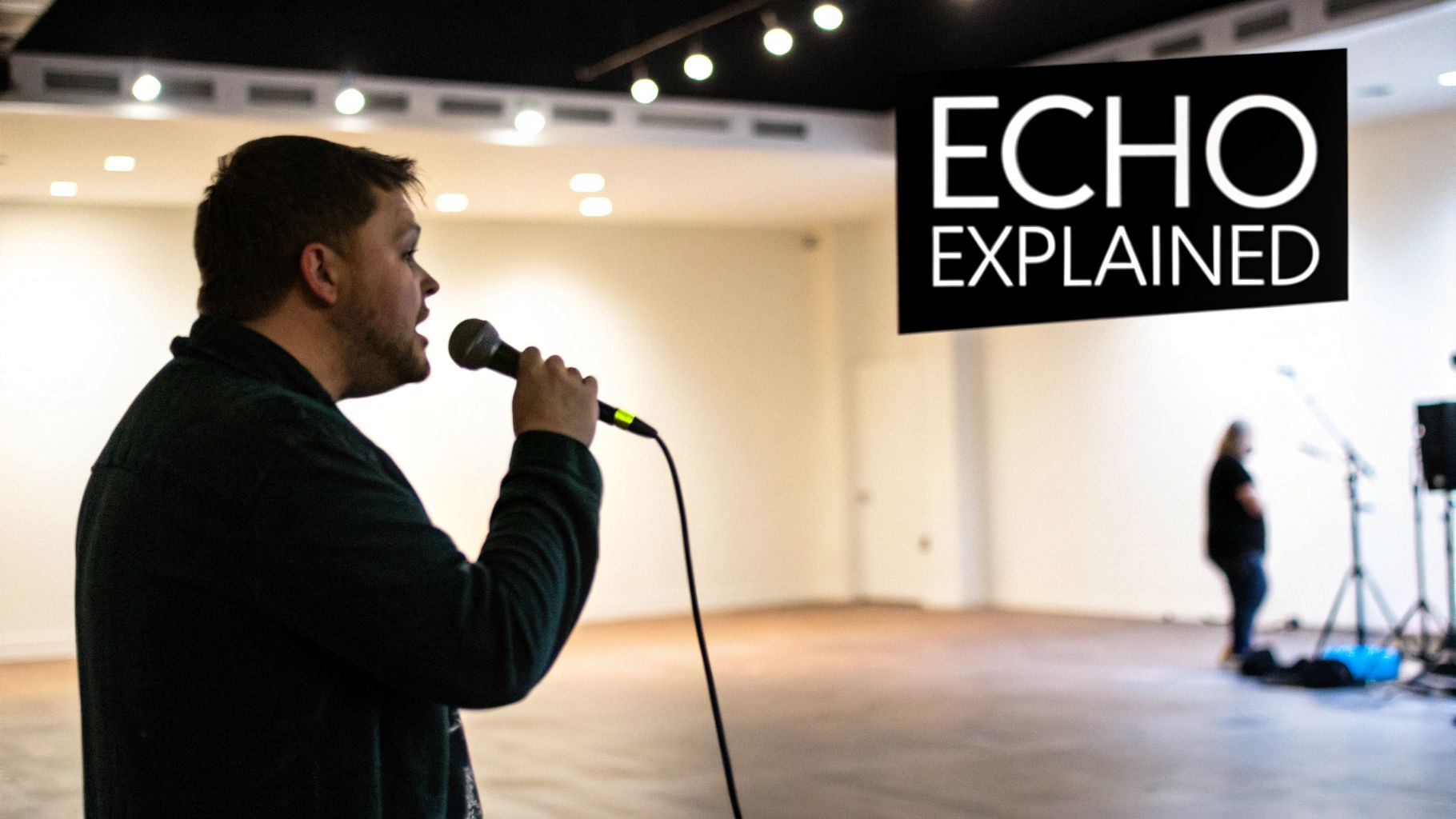 An image showing a modern home recording studio setup, emphasizing acoustic treatment on the walls.