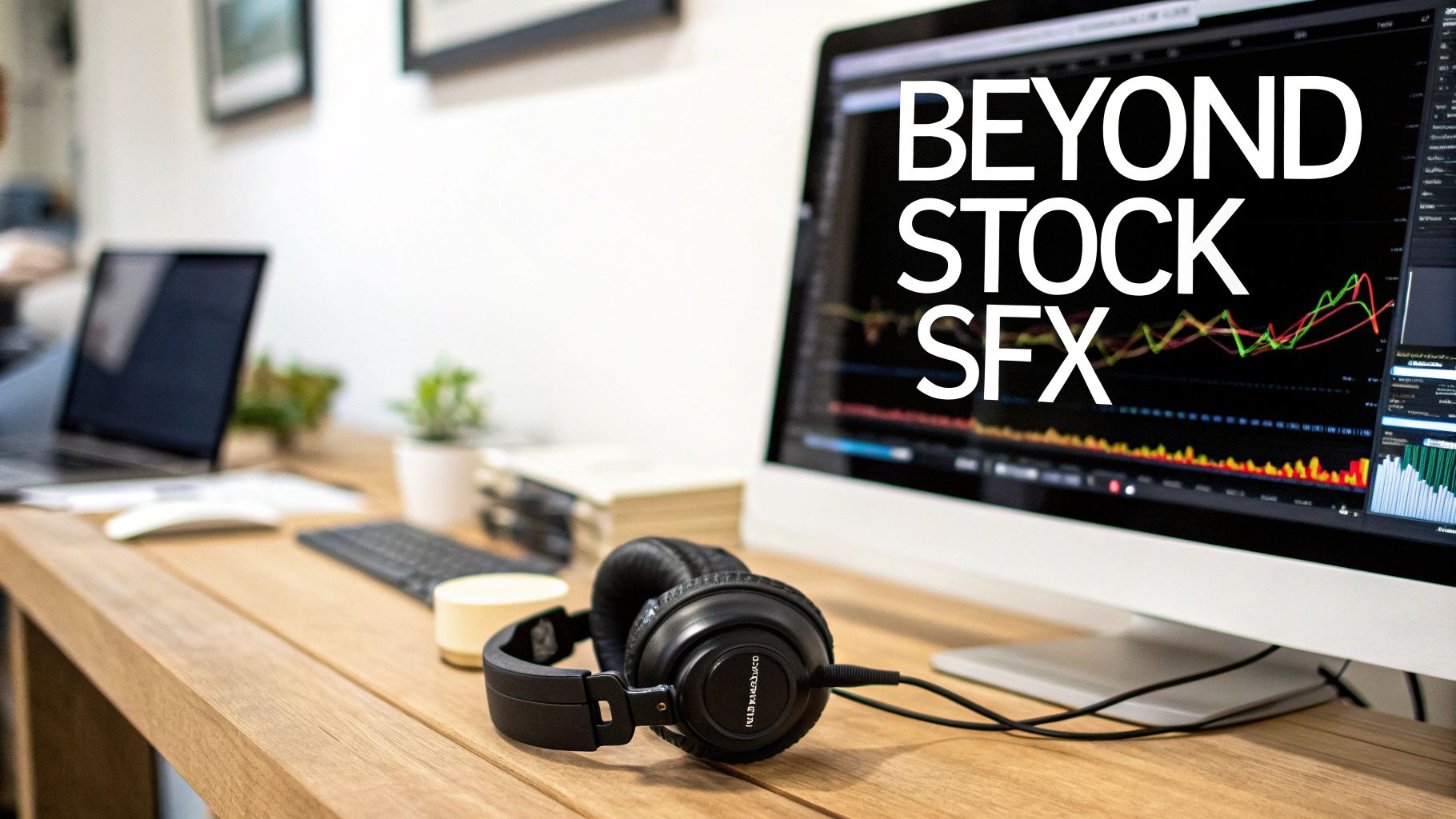 A sound engineer manipulating audio waves on a large screen, representing the customization of sound effects.