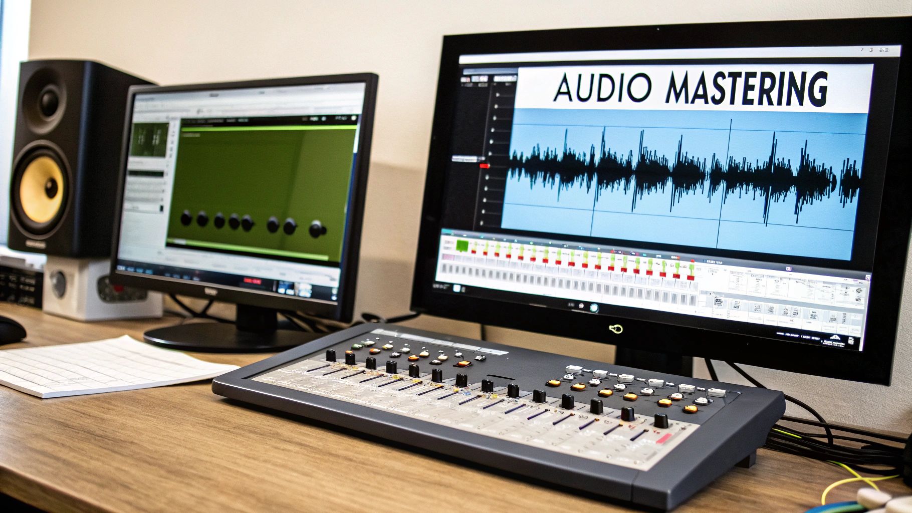 A digital audio workstation interface showing sound waves being edited.