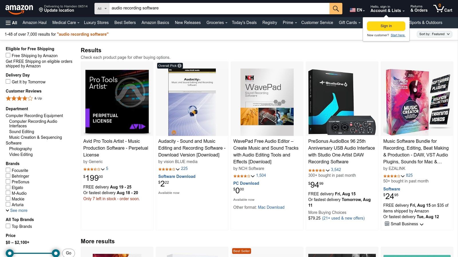 Amazon (US) – Computer Recording Software