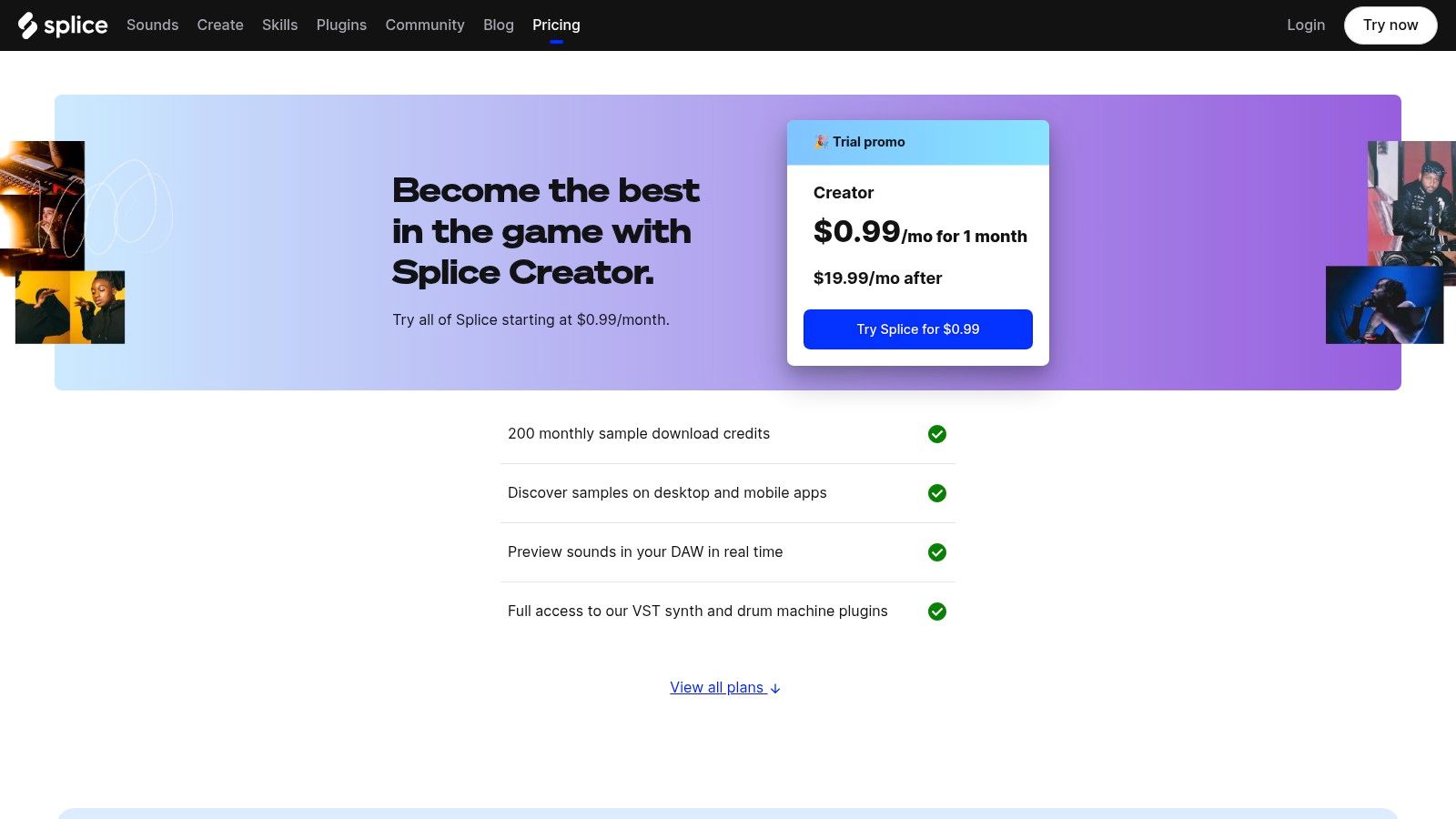 Splice (Samples + Plugins/Plans)