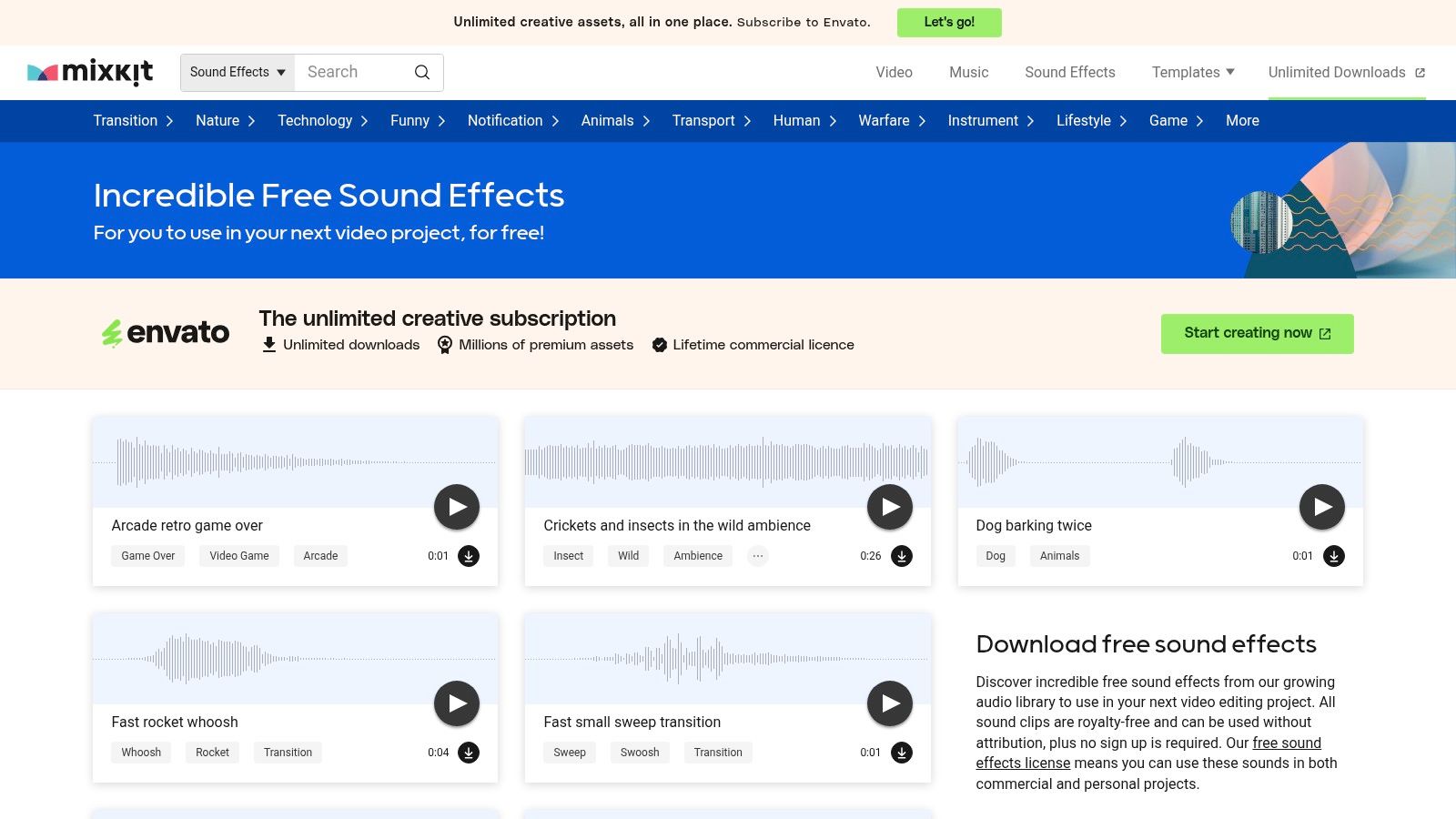 Mixkit Free Sound Effects (by Envato)
