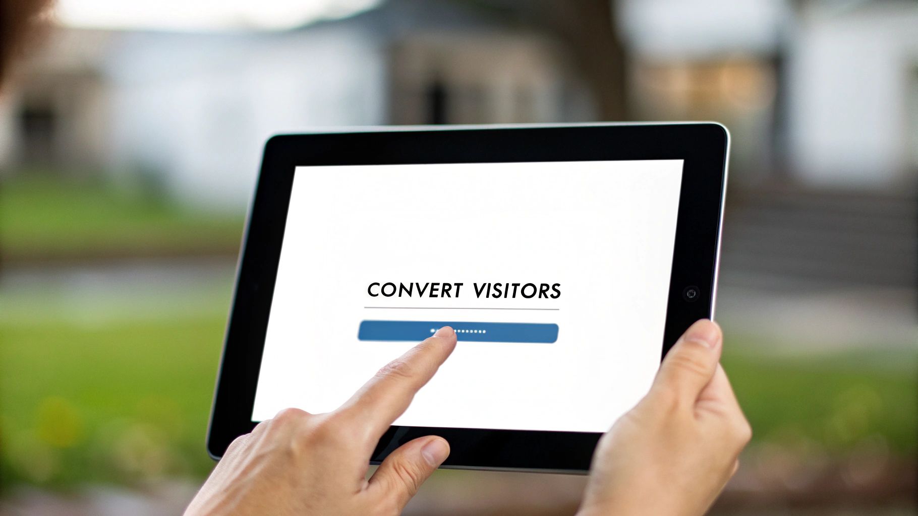 A digital funnel graphic showing visitors converting into leads and then customers