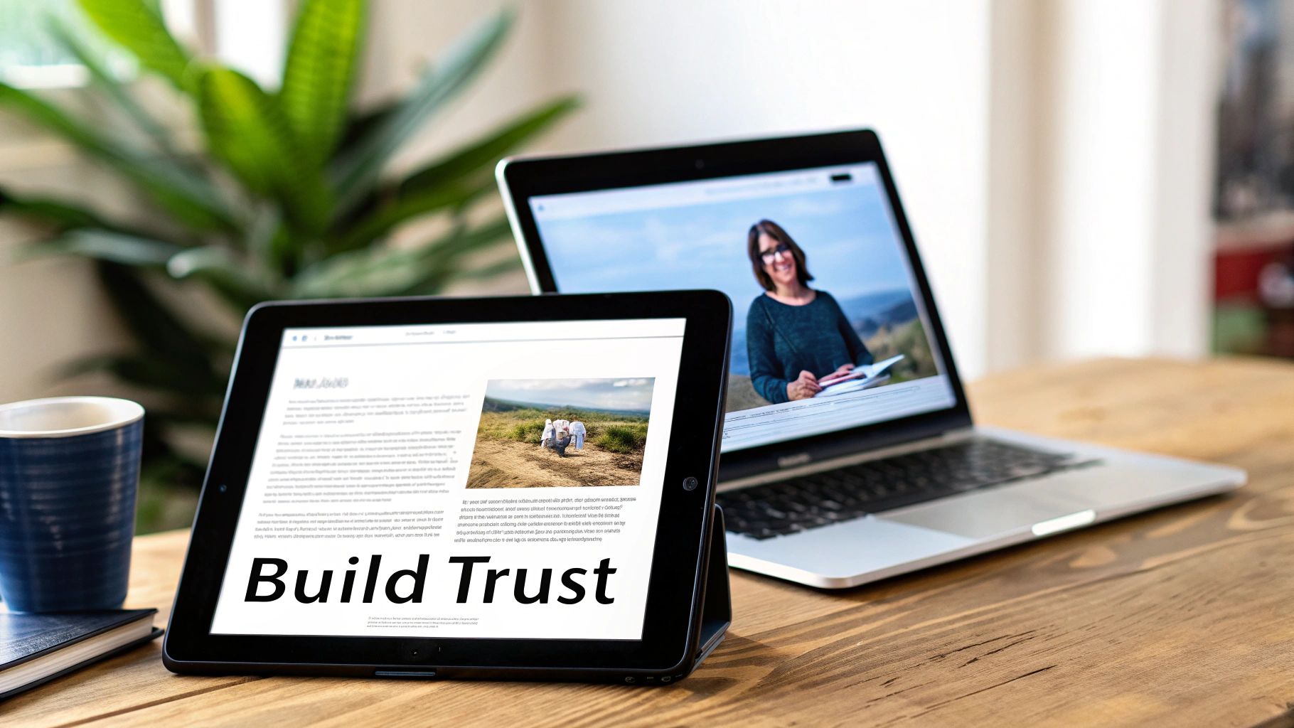 Person reviewing charts and data on a tablet
