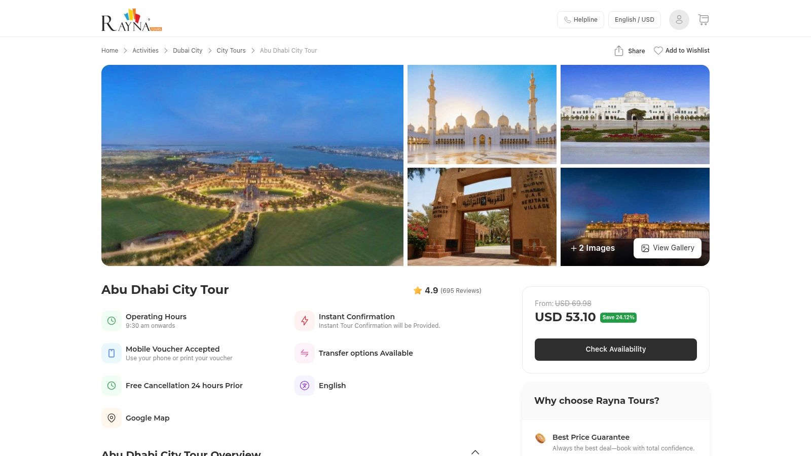 An aerial view of the iconic Emirates Palace Mandarin Oriental, a key stop on many Rayna Tours itineraries.