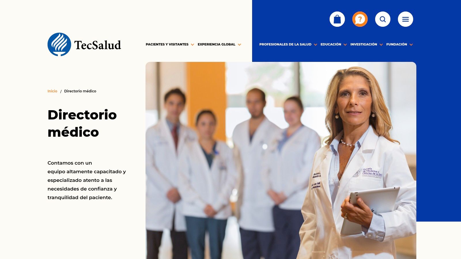 Directorio médico de TecSalud con especialistas en oftalmología