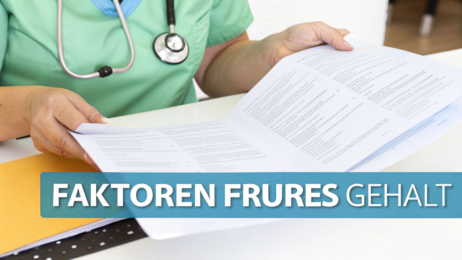 Pflegefachkraft prüft Dokumente über Faktoren, die das frühere Gehalt beeinflussen.