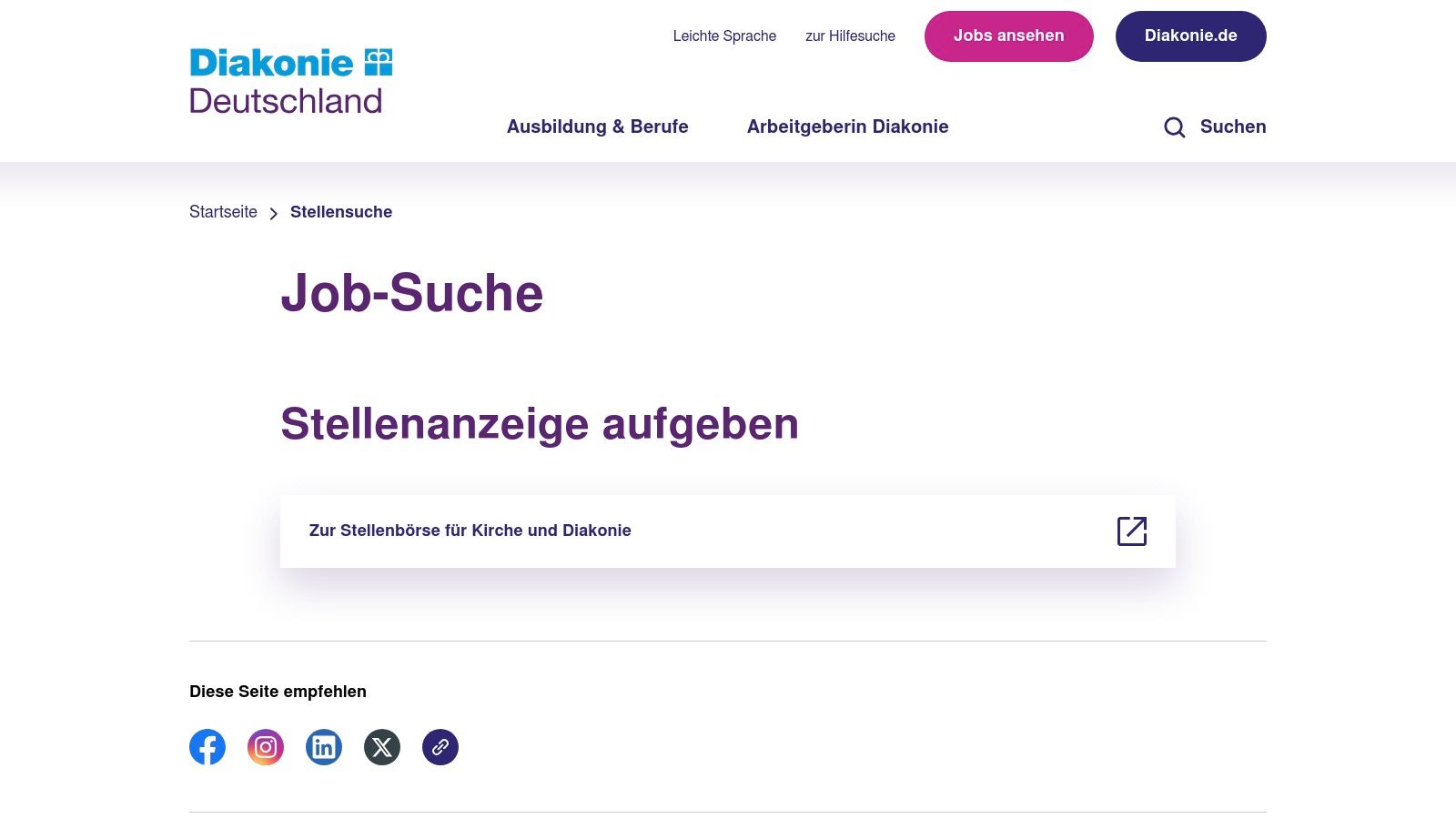 Diakonie Deutschland – Karriereportal