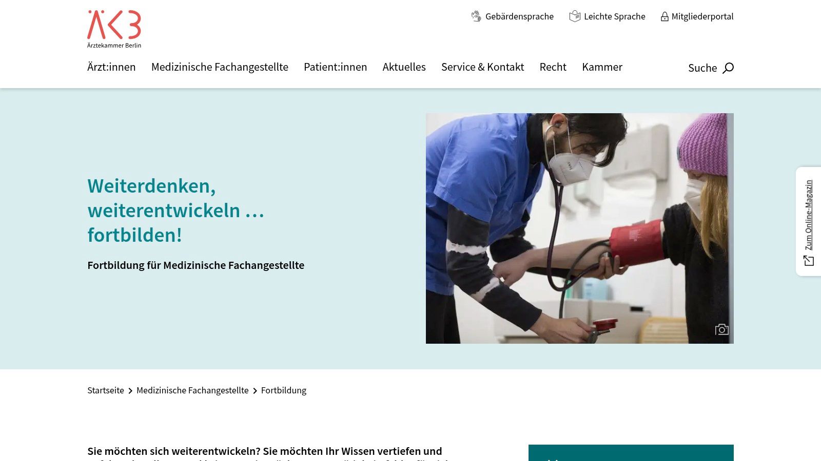 Ärztekammer Berlin – Fortbildung für MFA