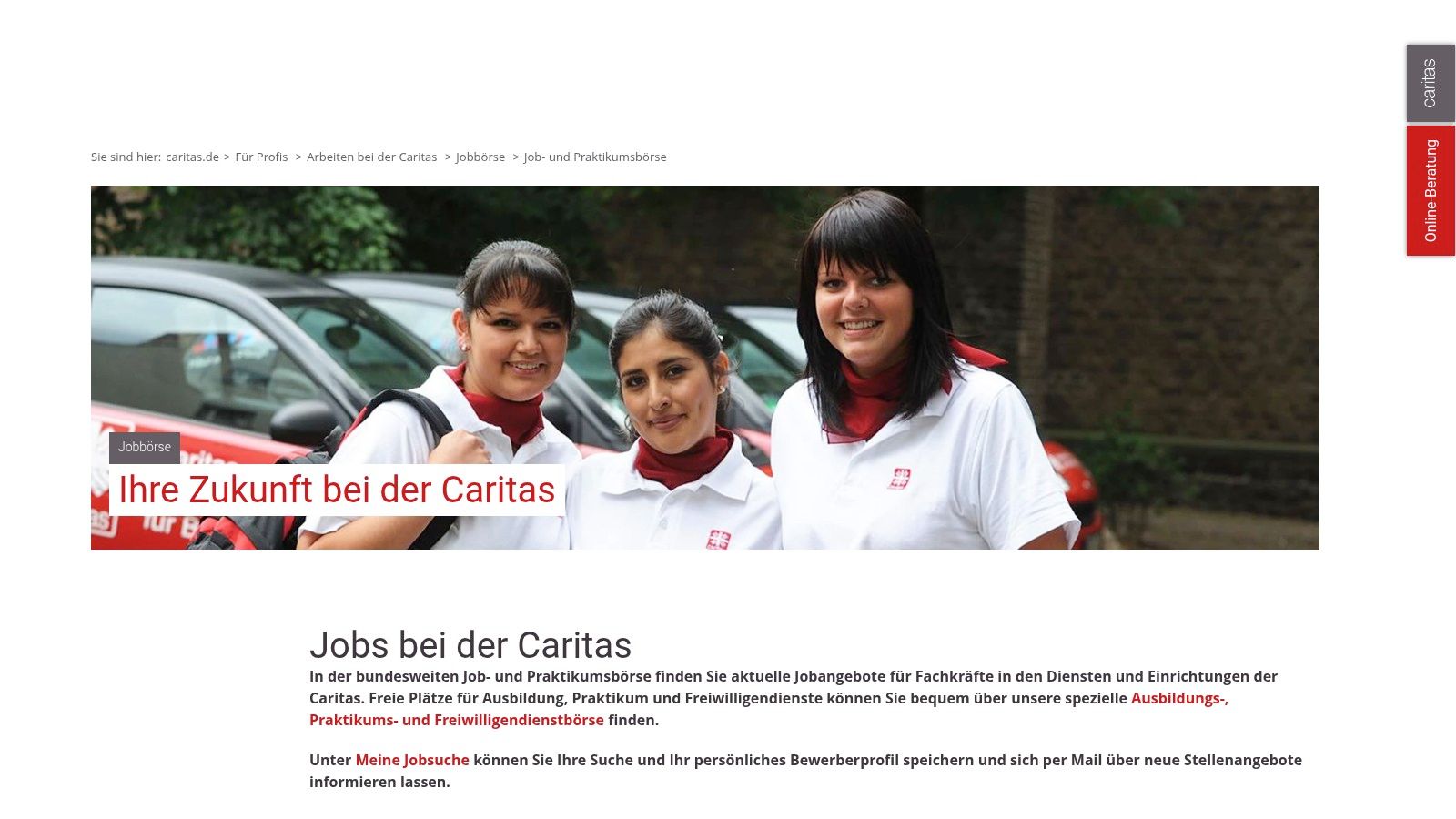 Caritas – Jobportale (bundesweit und regional)