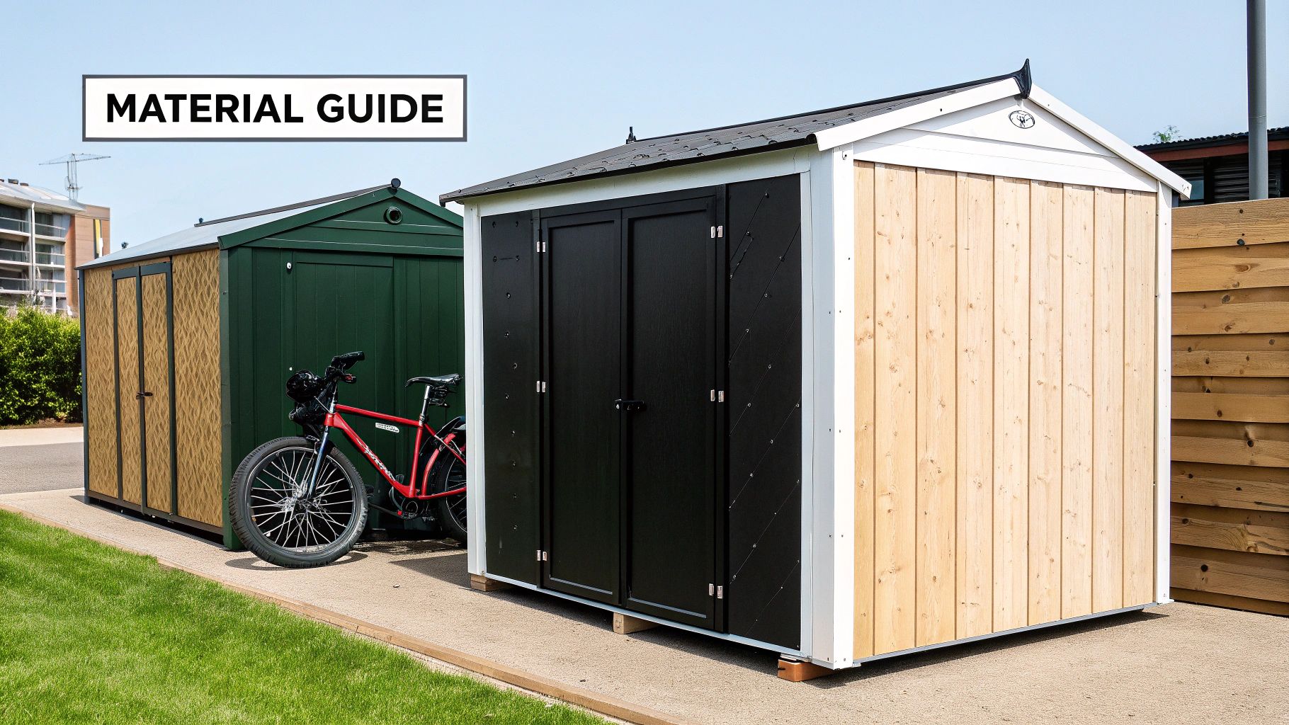 Three bikes leaning against a wall, showing different types of bicycle storage.