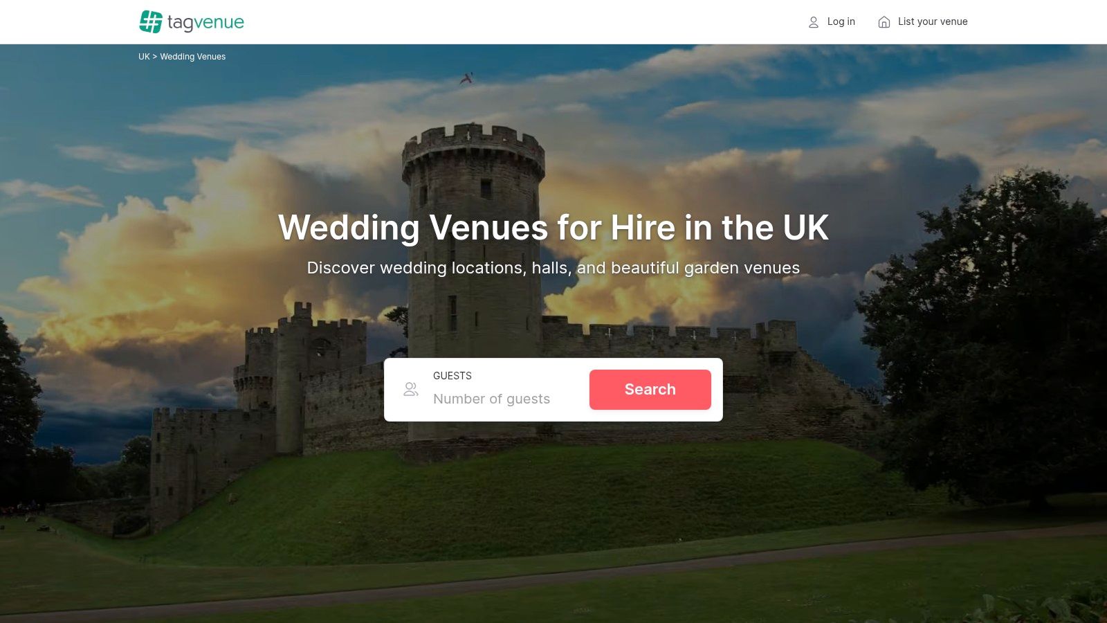 A grand castle with a beautiful garden, perfect for a fairy-tale wedding