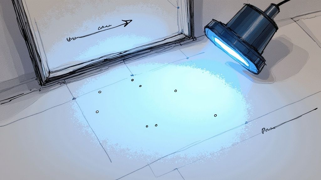 An illustrative sketch shows UV light illuminating carpet spots, aiding pet odor elimination.