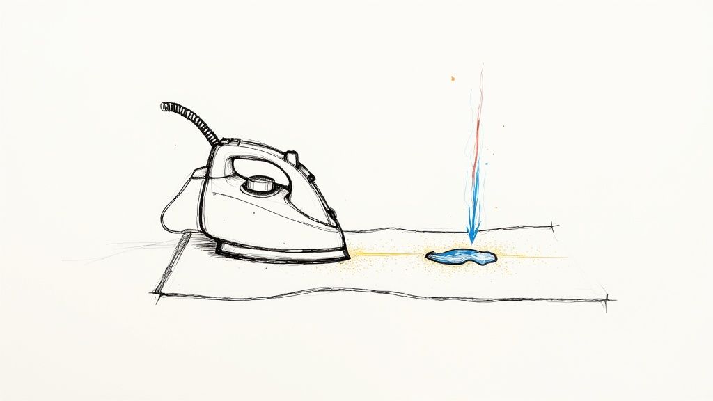 A person cautiously applying a cleaning solution with a dropper onto a stubborn carpet stain, illustrating an advanced technique.