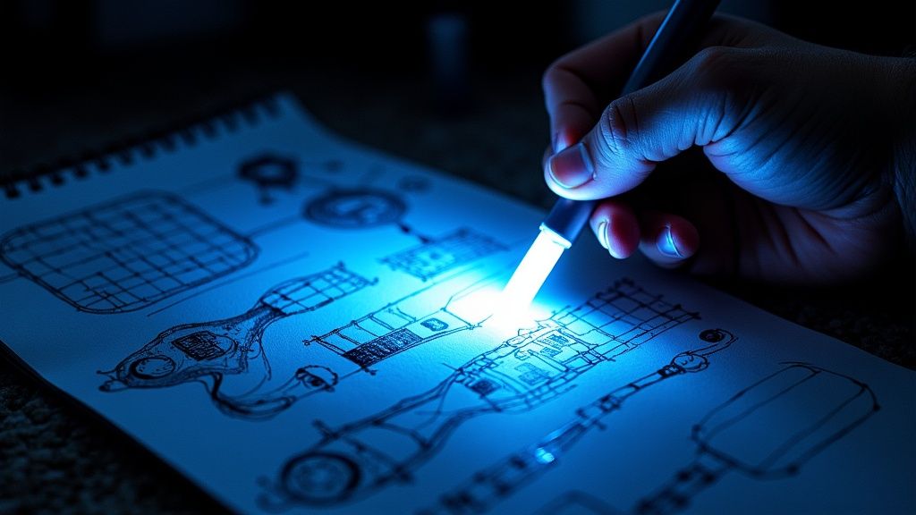 A close-up shot of a carpet cleaning machine's nozzle extracting dirty water from a plush carpet.