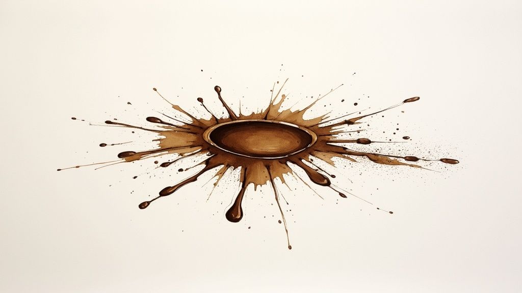 A person blotting a large wet mud spill on a carpet with a clean white towel.