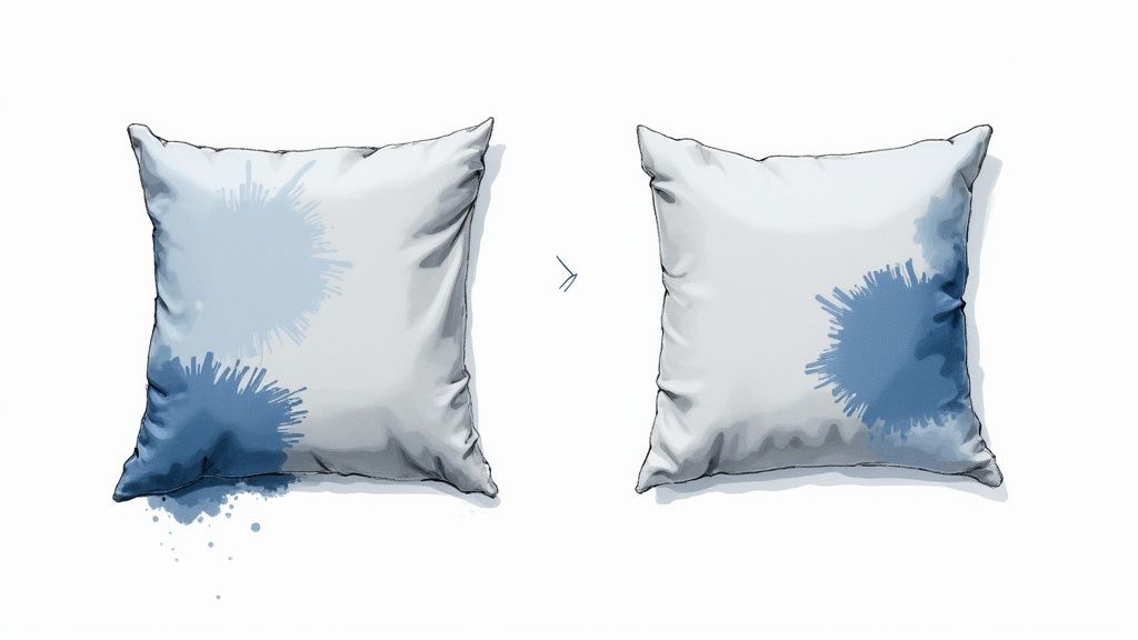 Ink and Dye Transfer Removal from Light-Colored Velvet Sofa