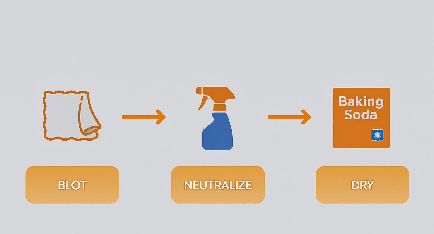Infographic about removing pet urine smell from carpet