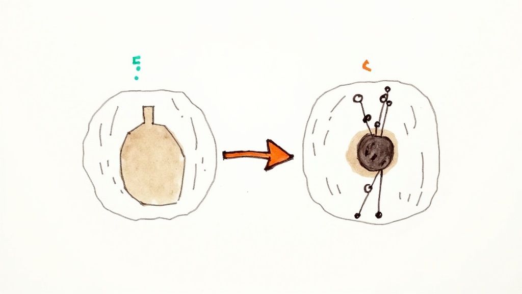 Enzymatic cleaner working on a stain