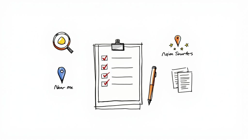 A person examining a certification label on a cleaning product bottle with a magnifying glass.