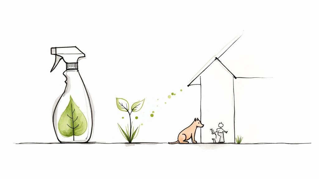 A person using a steam cleaner on a light-colored carpet in a well-lit living room, symbolizing a clean and healthy home environment.