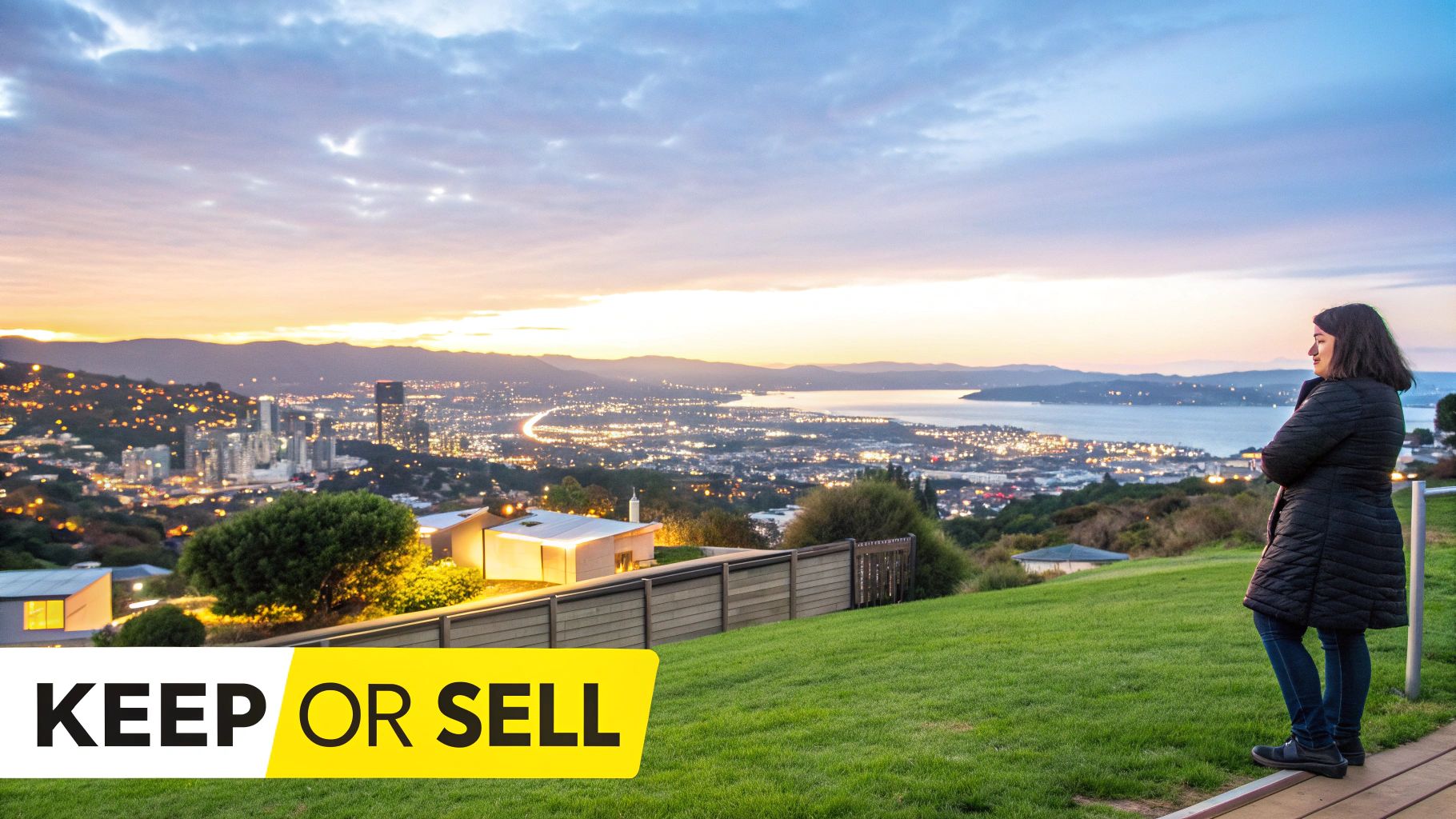 A scenic view of Wellington's harbour and city homes