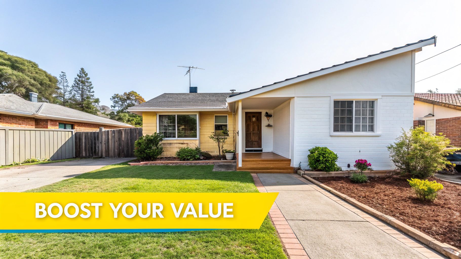A freshly painted, tidy Wellington home with a well-kept front garden.