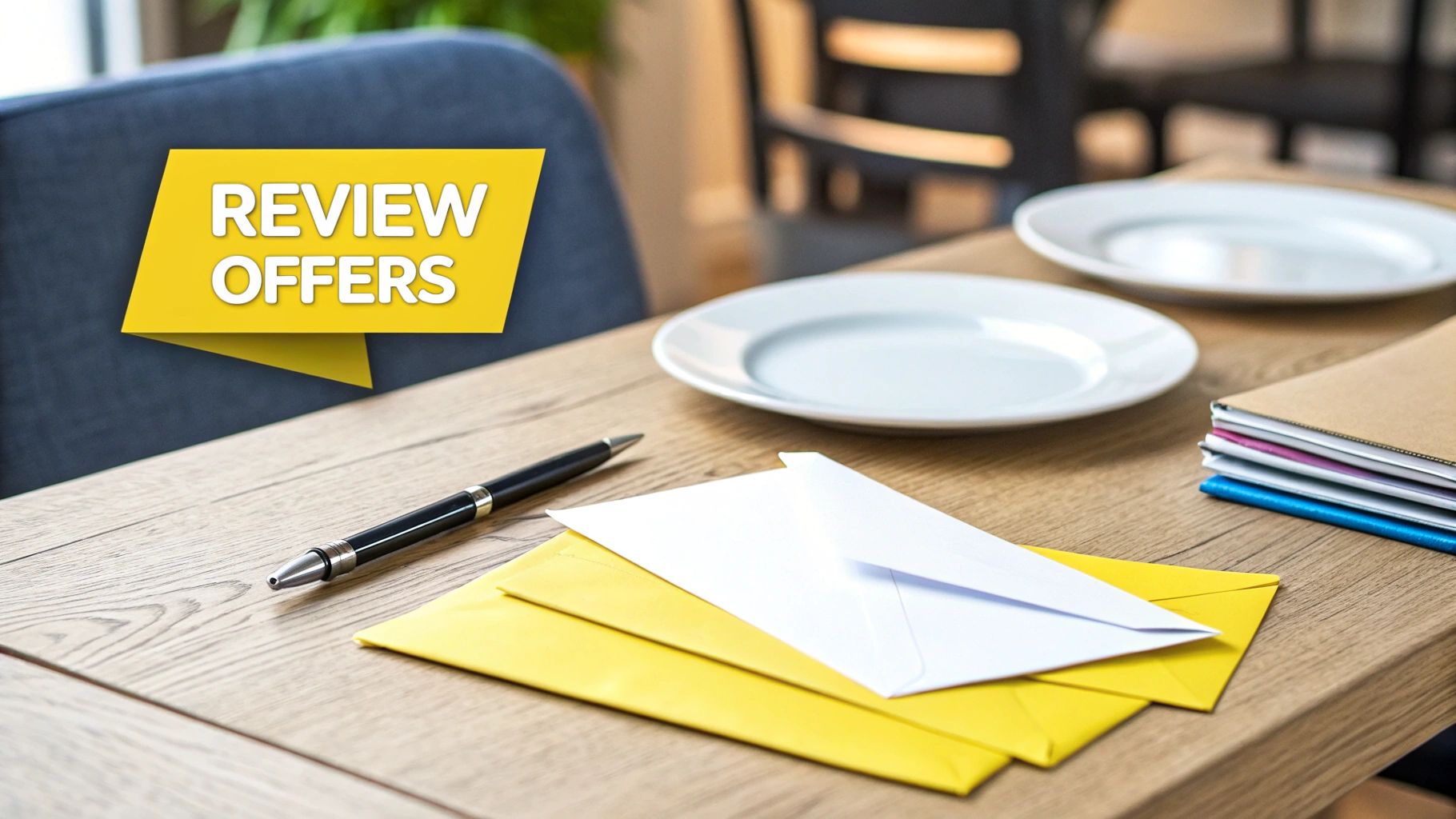 Two people reviewing real estate documents at a table in a Wellington home