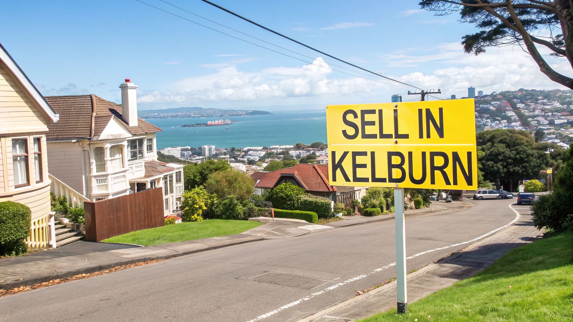 A scenic view of Kelburn showing its charming homes and proximity to Wellington's CBD.