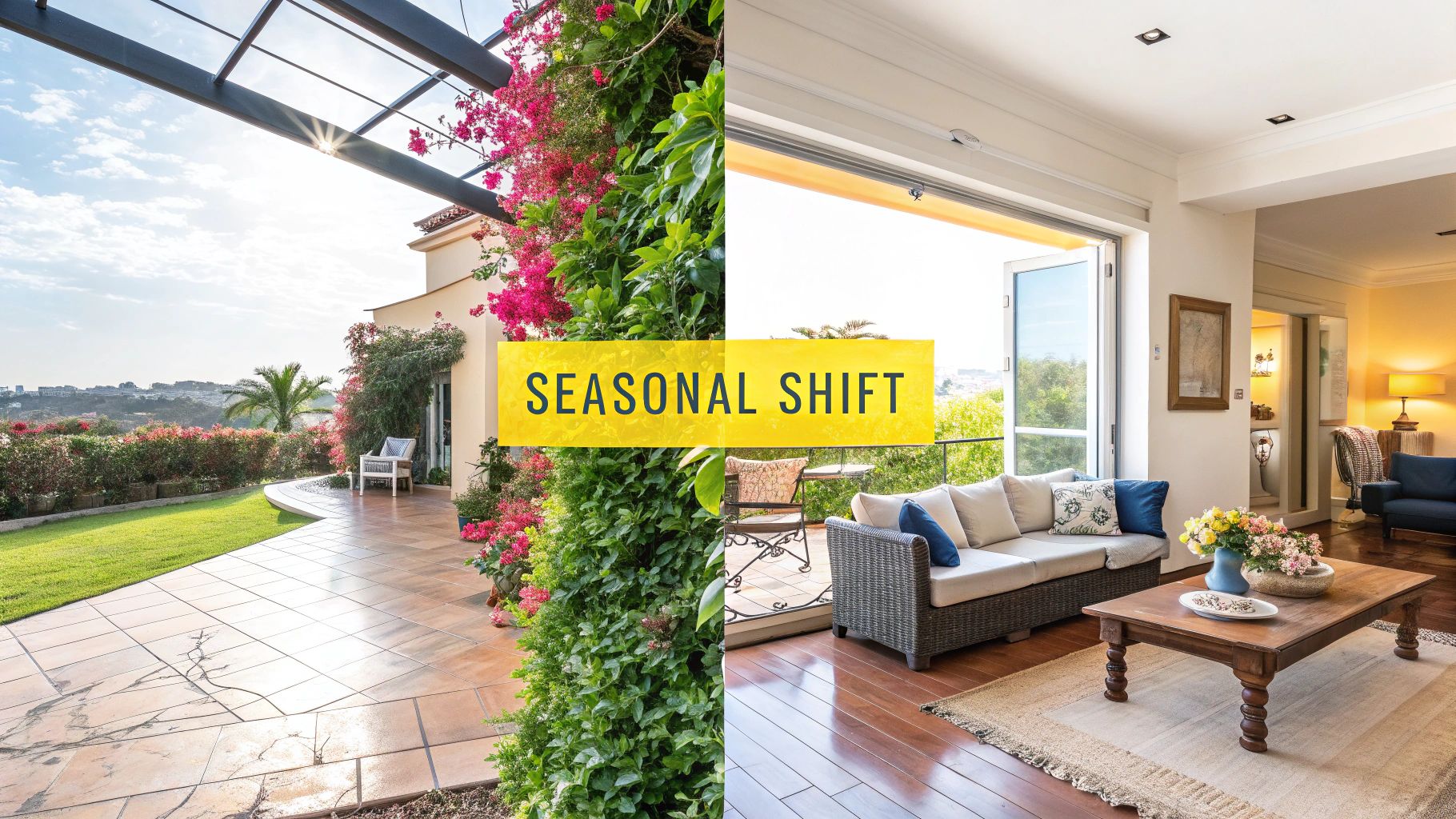 A sunny summer day showcasing an outdoor living area in a Wadestown home, Wellington.
