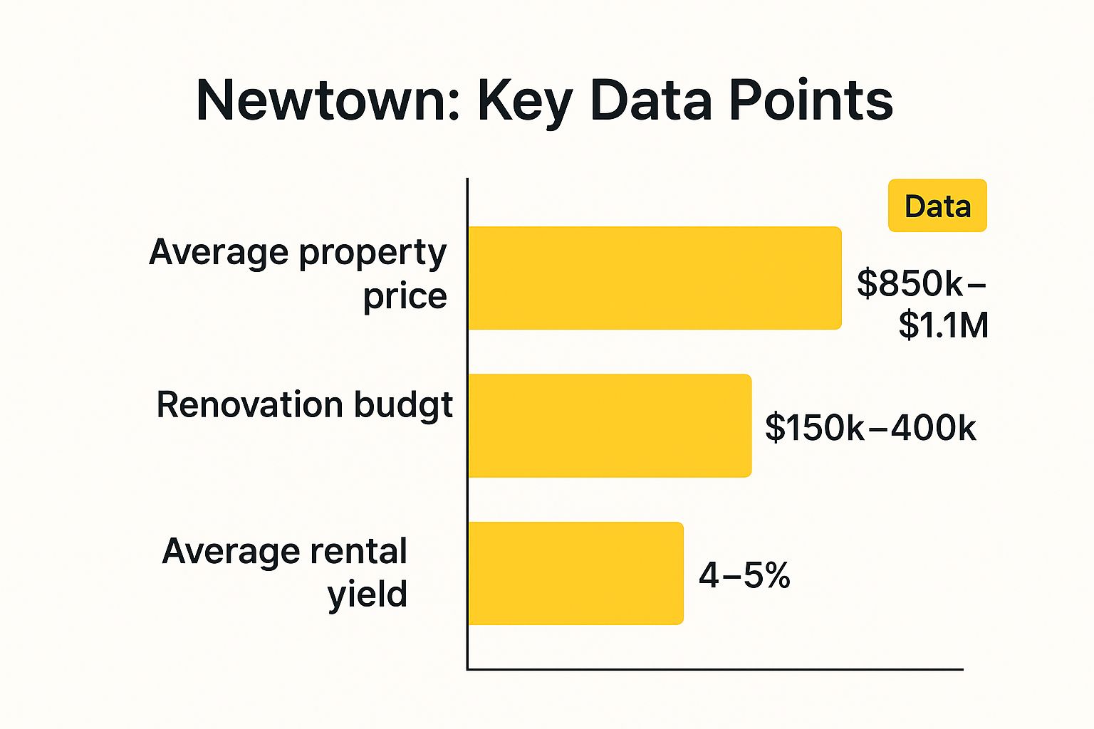Infographic showing key data about Newtown