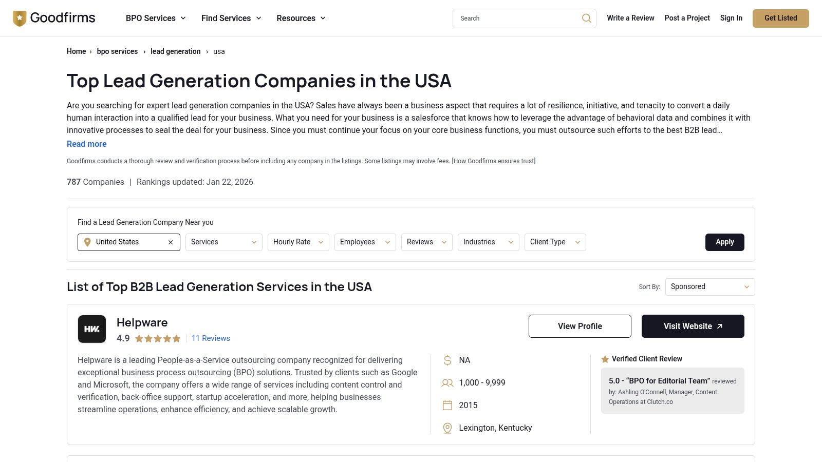 GoodFirms – Lead Generation Companies