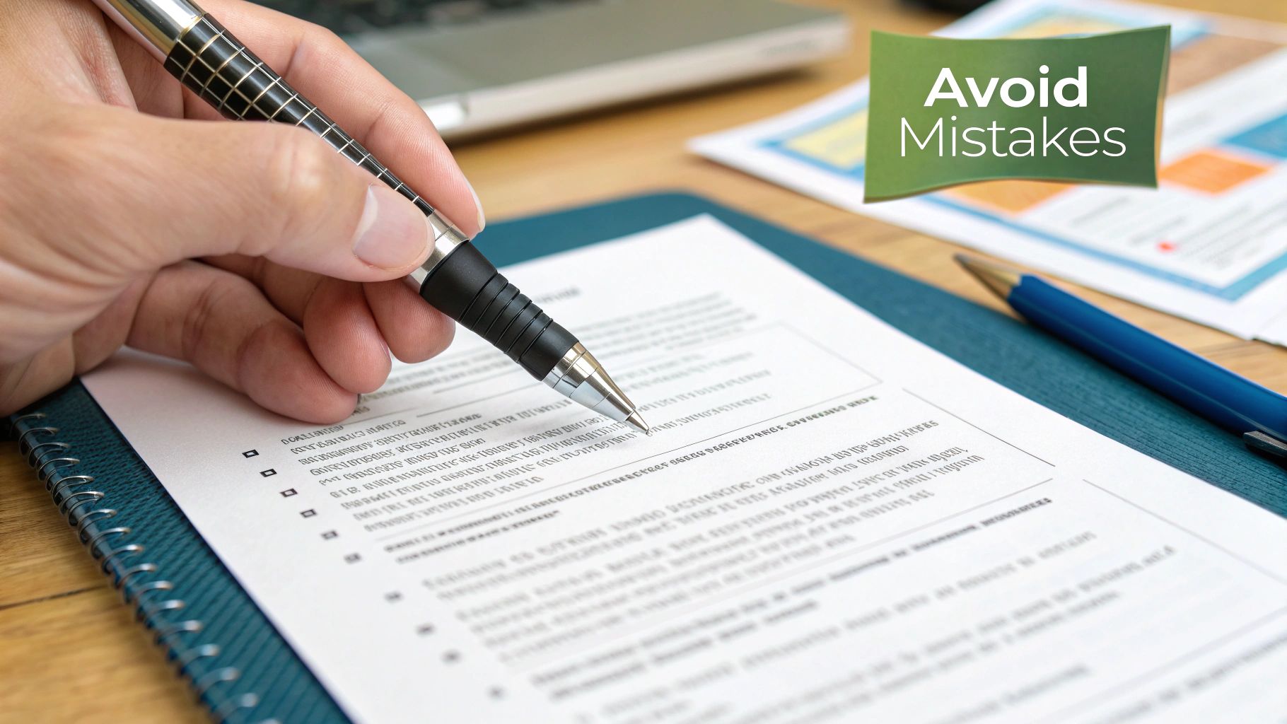 A red pen circling errors on a printed cover letter document.