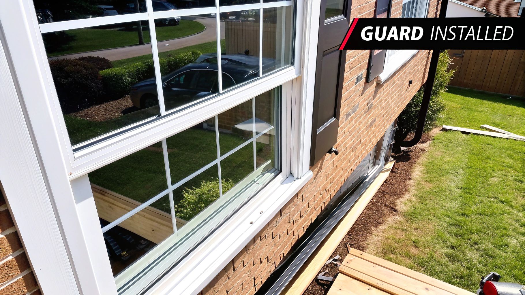 A stylish nursery with modern, white cordless cellular shades installed on the window.