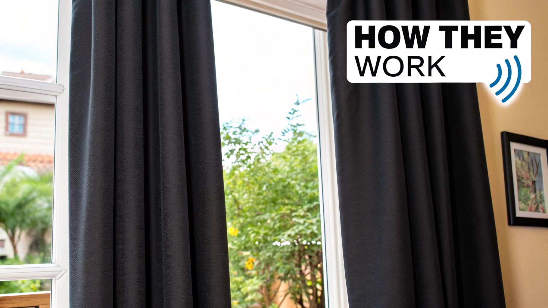 A close-up of thick, layered noise-reducing curtain fabric.