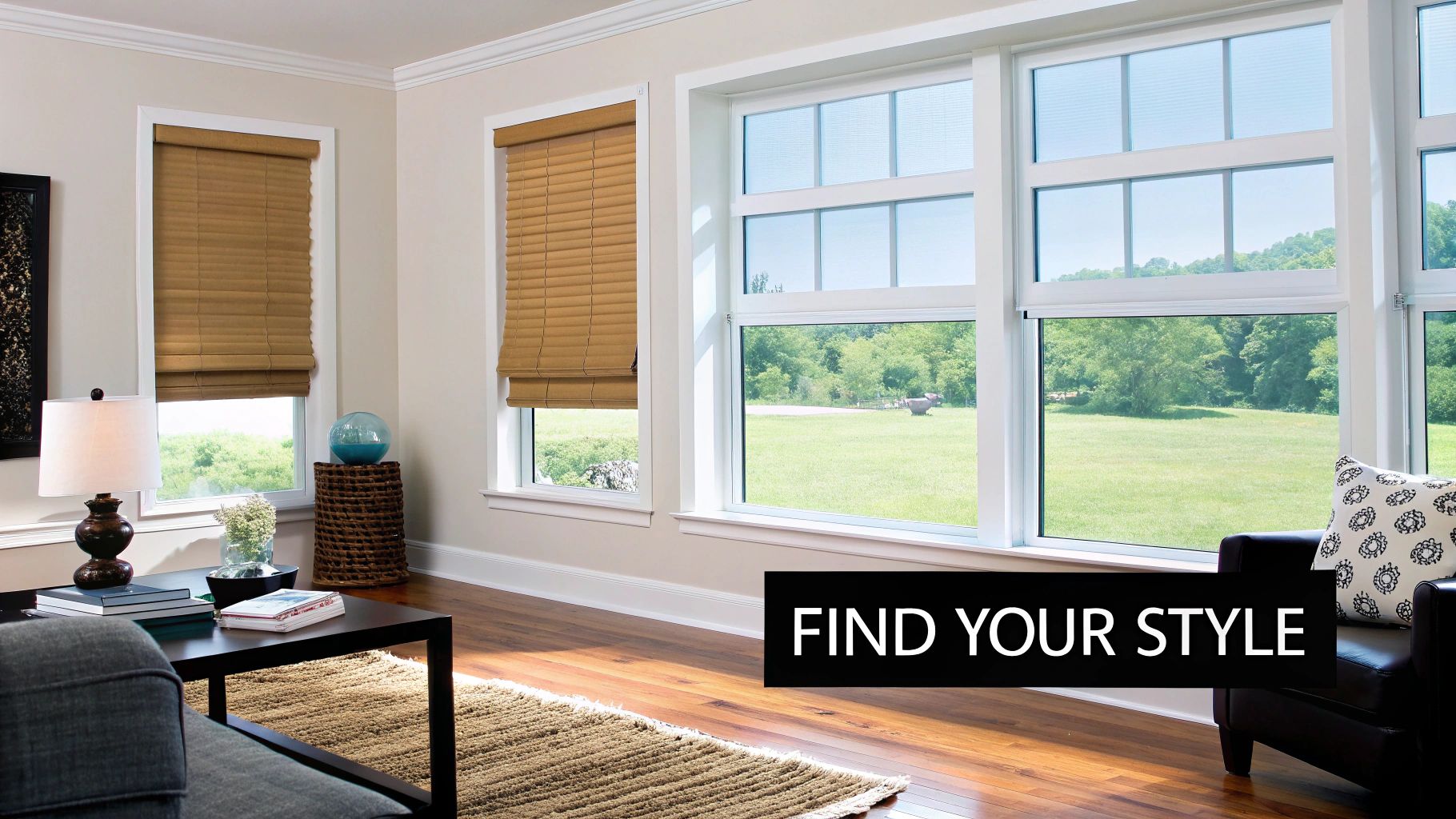 A modern living room with sleek honeycomb cellular shades installed, demonstrating their energy-efficient design.