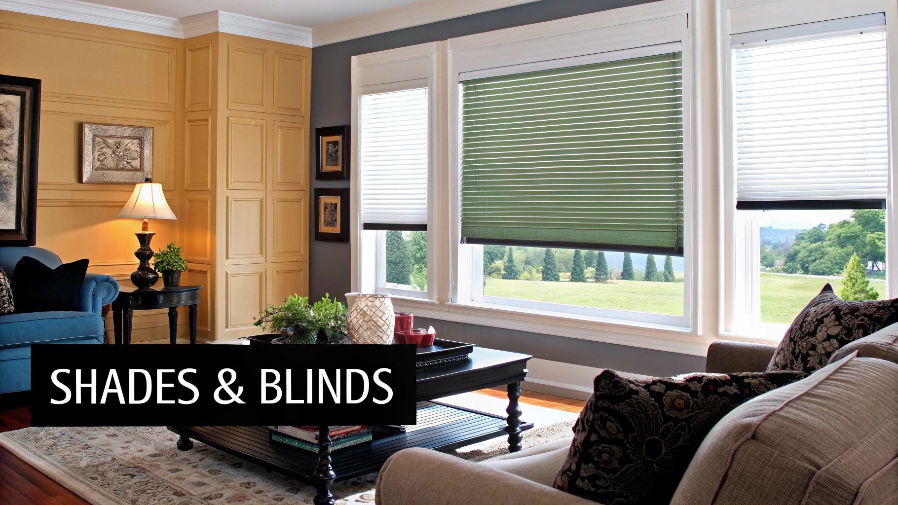 A retractable awning extended over a patio, effectively blocking sunlight from hitting the home's windows.