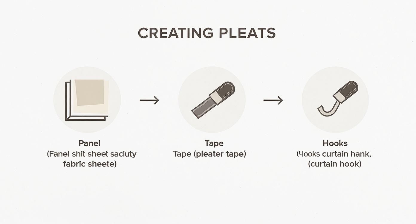 Infographic about how to make a pleated curtain
