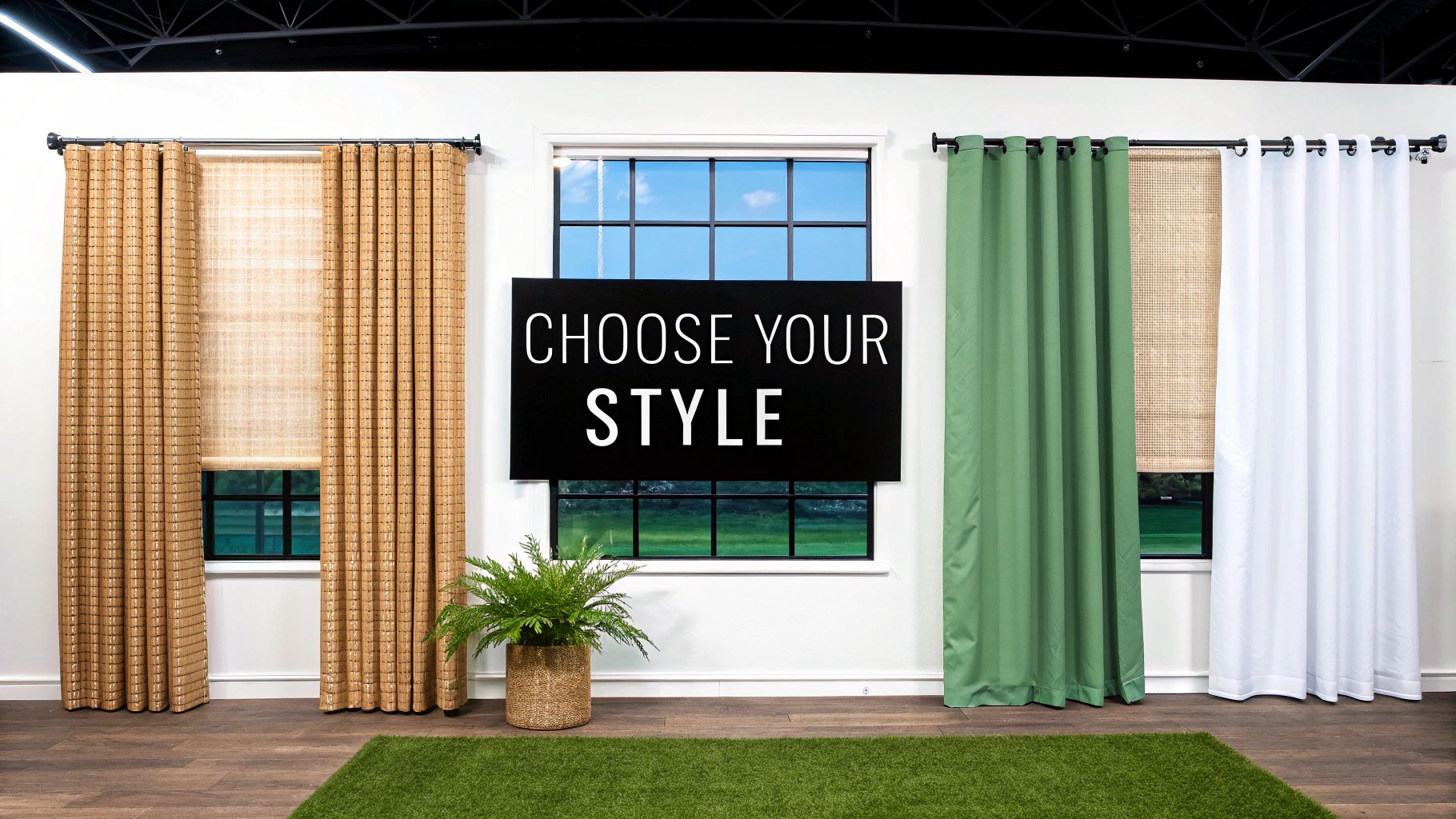 A cozy room featuring natural wood blinds that filter sunlight, showcasing a warm and inviting atmosphere.