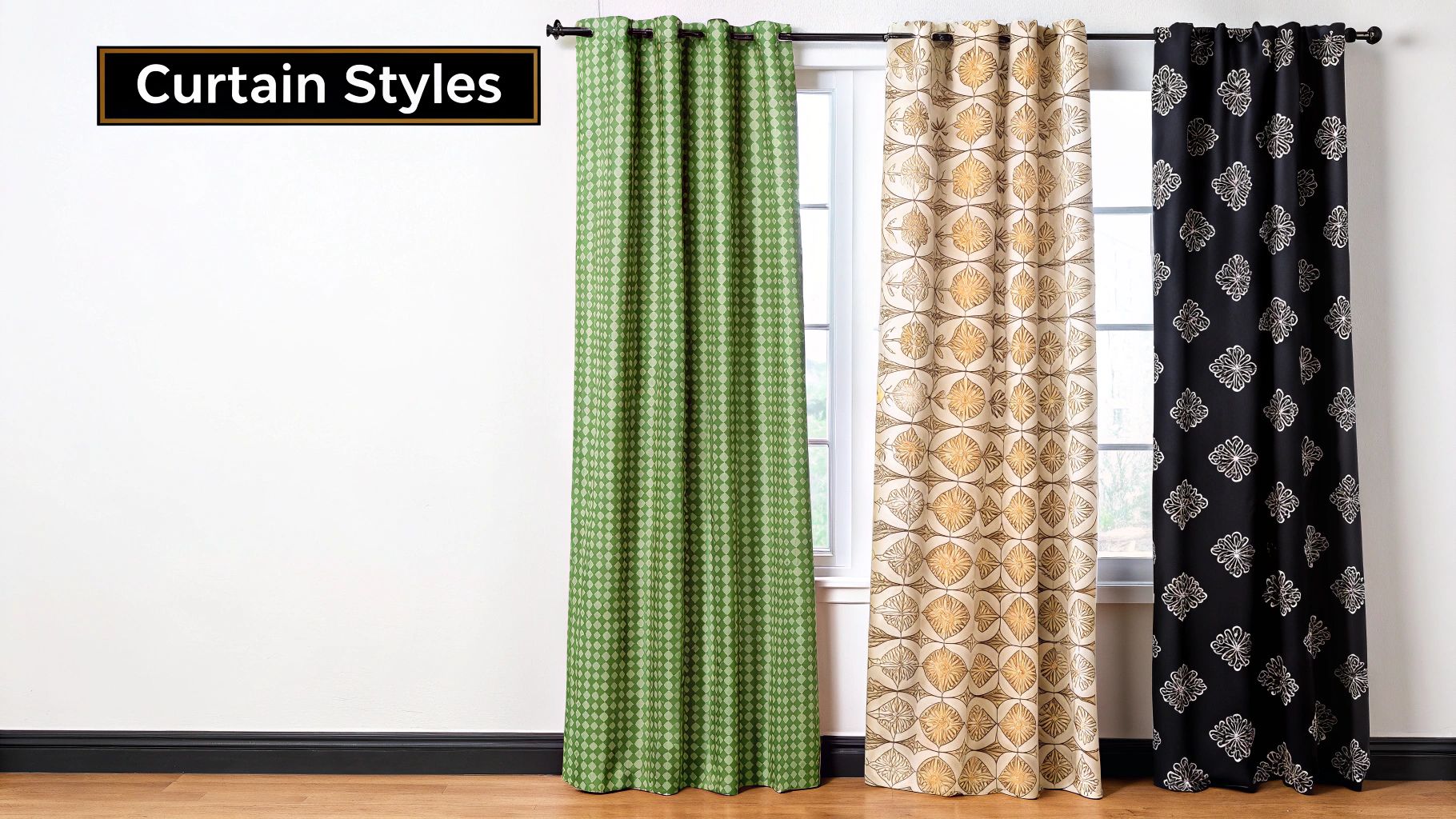 Image of various curtain fabric swatches to help you choose the right curtains.