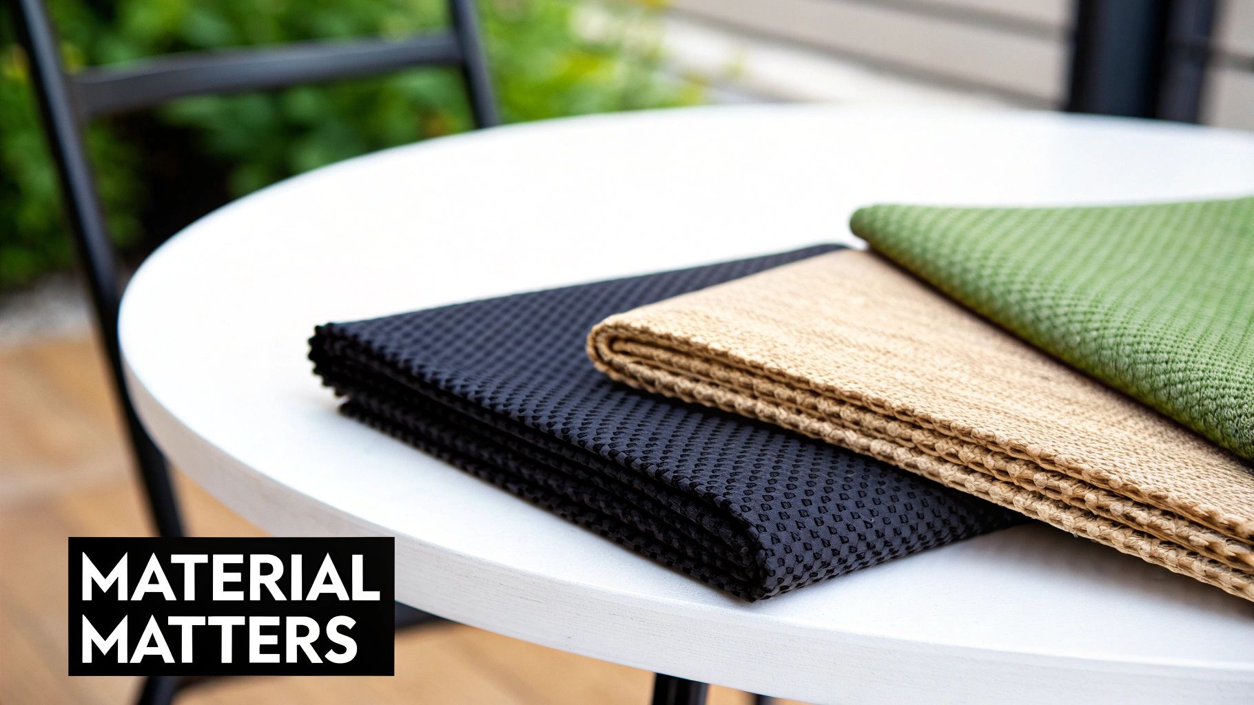 Diagram showing the single-layer construction of light filtering fabric versus the multi-layered construction of blackout fabric.